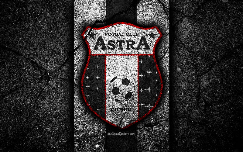 Astra FC, logo, soccer, Romanian Liga I, football, black stone, football club, Romania, Astra, emblem, Romanian league, asphalt texture, FC Astra, HD wallpaper