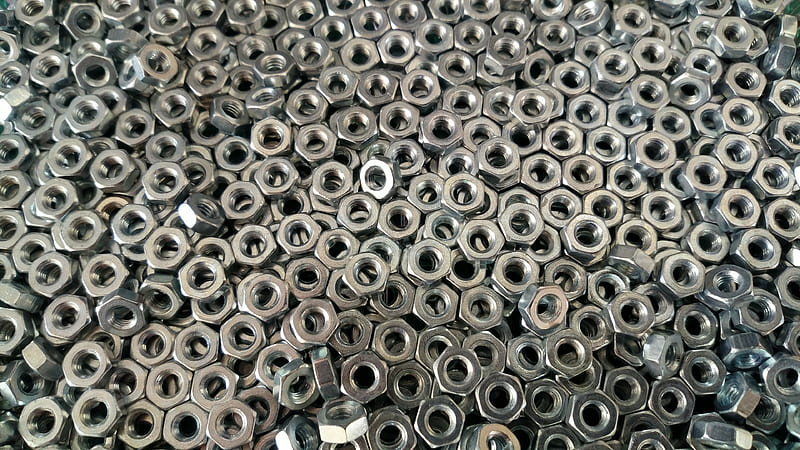 Pile of Silver Hex Nuts, HD wallpaper