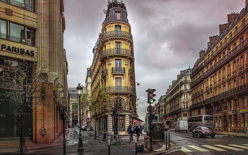 street, old quarter, stop light, paris, HD wallpaper