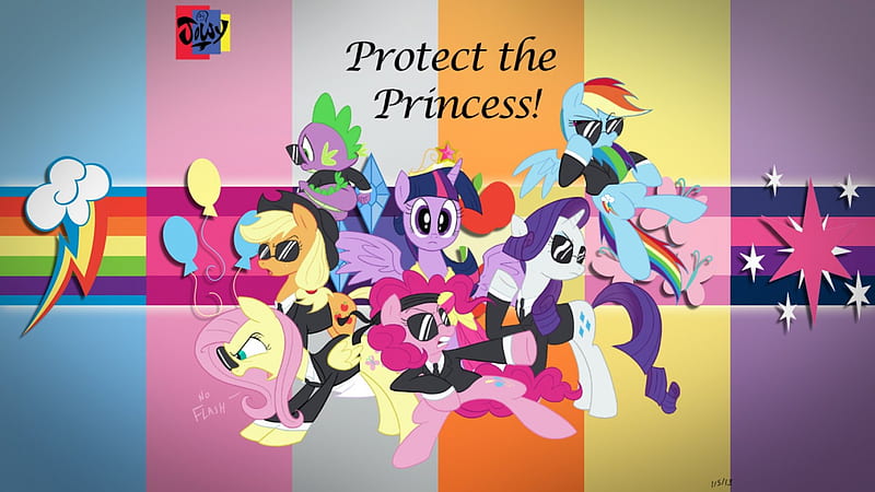 Protect the Princess!, Twilight Sparkle, Pinkie Pie, cute, My Little Pony, TV Series, Rarity, Rainbow Dash, Fluttershy, Applejack, HD wallpaper