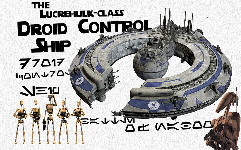 Profile: Droid Control Ship, class, fighter, starvader, menace, droid, font, blaster, episode, 1, gun, b1, skywalker, kessel, drive, star wars, phantom, hoerch, one, lucrehulk, control, explode, battle, ship, the, awesome, aurabesh, anakin, inc, HD wallpaper