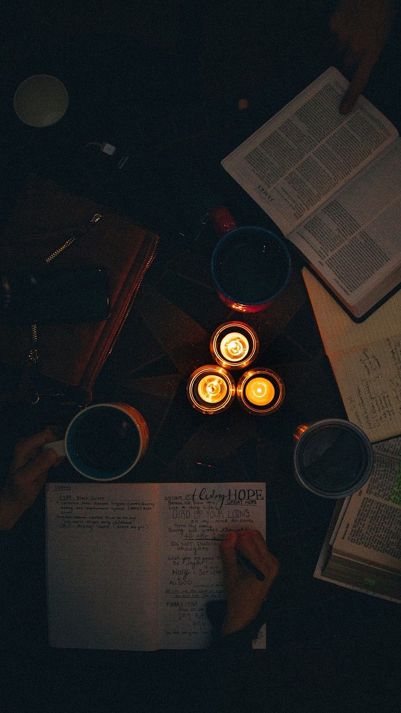 Night Study, study, dark, candle, book, writing, HD phone wallpaper