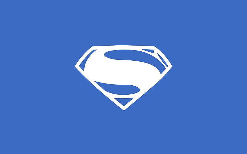 Superman logo, minimal, superheroes, blue backgrounds, creative ...