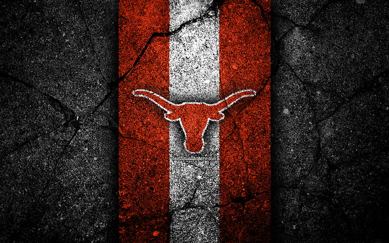 Texas Longhorns american football team, NCAA, red white stone, USA, asphalt texture, american football, Texas Longhorns logo, HD wallpaper