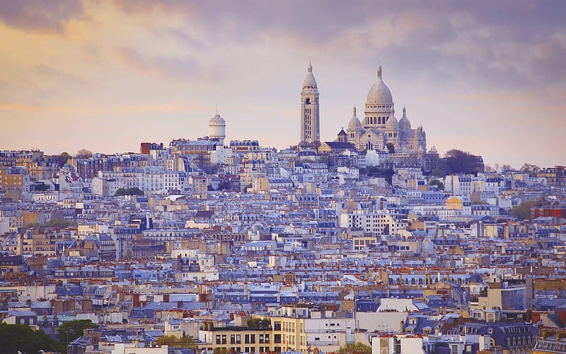 Sacre-Coeur Basilica, Paris, Roman Catholic church, panorama, cityscapes, France, Europe, french landmarks, HD wallpaper