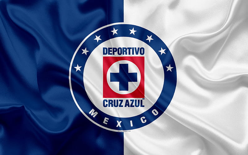 Cruz Azul FC Mexican Football Club, emblem, Azul logo, sign, football, Primera Division, Mexico Football Championships, Hasso, Mexico City, Mexico, silk flag, HD wallpaper