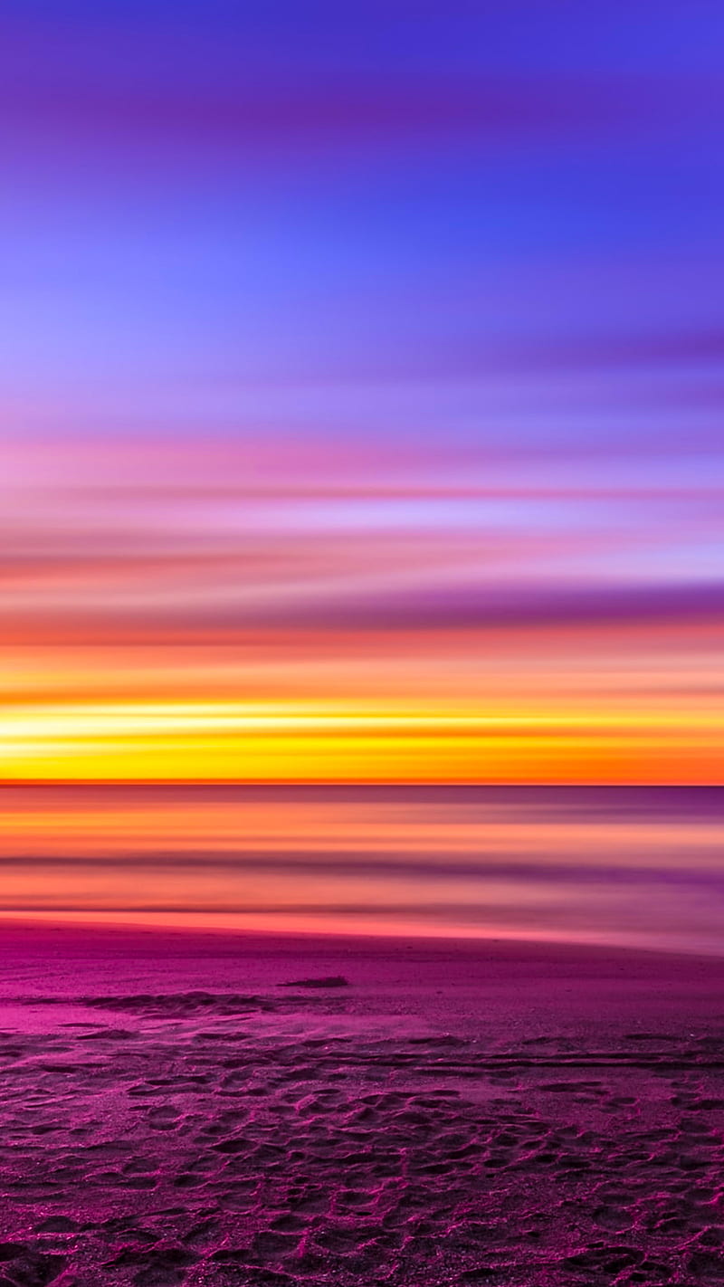 colorful sunset beach, abstract, blue, colors, nature, purple, HD phone wallpaper