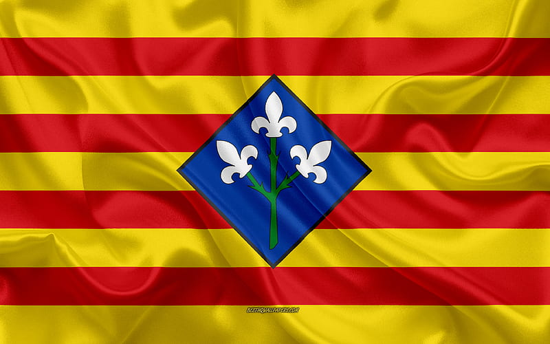 Lleida Flag silk texture, silk flag, Spanish province, Lleida, Spain, Europe, Flag of Lleida, flags of Spanish provinces, HD wallpaper