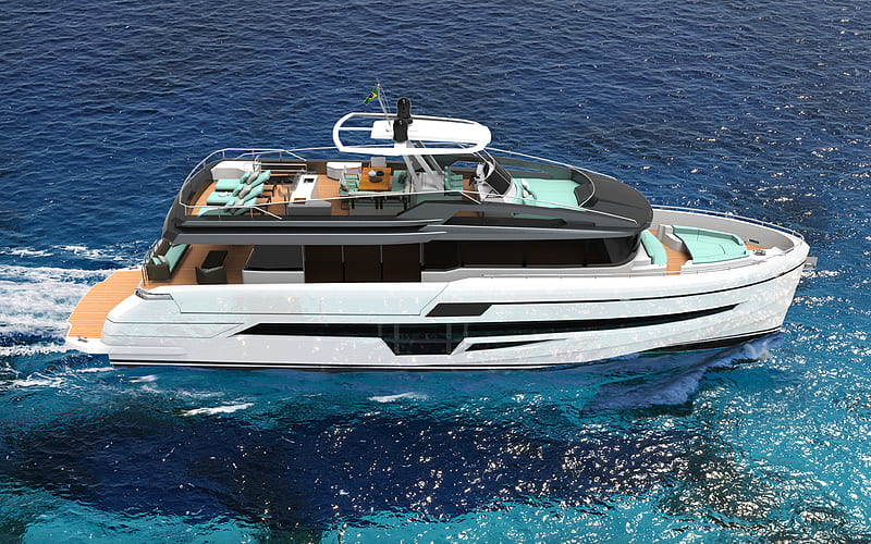 Azimut 80 sea, luxury ship, Flybridge Motor Yachts, HD wallpaper