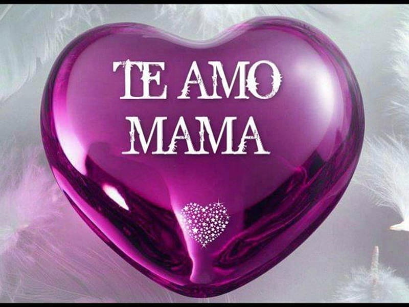 Purple heart-Te Amo Mama!!, te amo mama, beautiful writing, siempre, purple heart, white background, HD wallpaper
