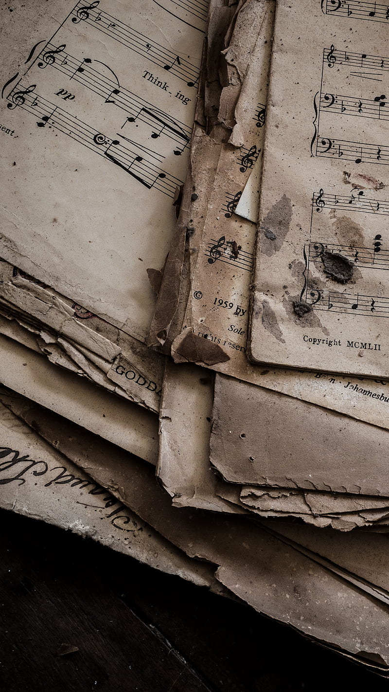 Old Musical Notes , paper, dirty, music, musical notes, instrument, musical instrument, HD phone wallpaper
