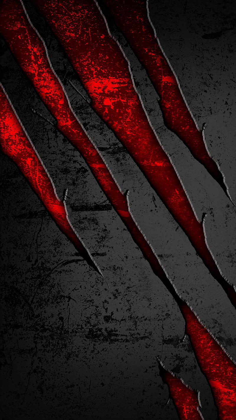Metal, black, dark, guts red, scratches, steel, HD phone wallpaper