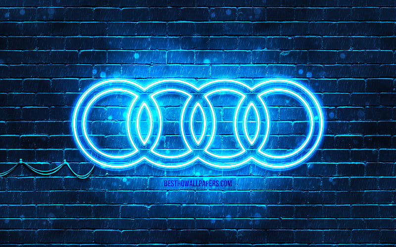 Audi blue logo blue brickwall, Audi logo, cars brands, Audi neon logo, Audi,  HD wallpaper | Peakpx