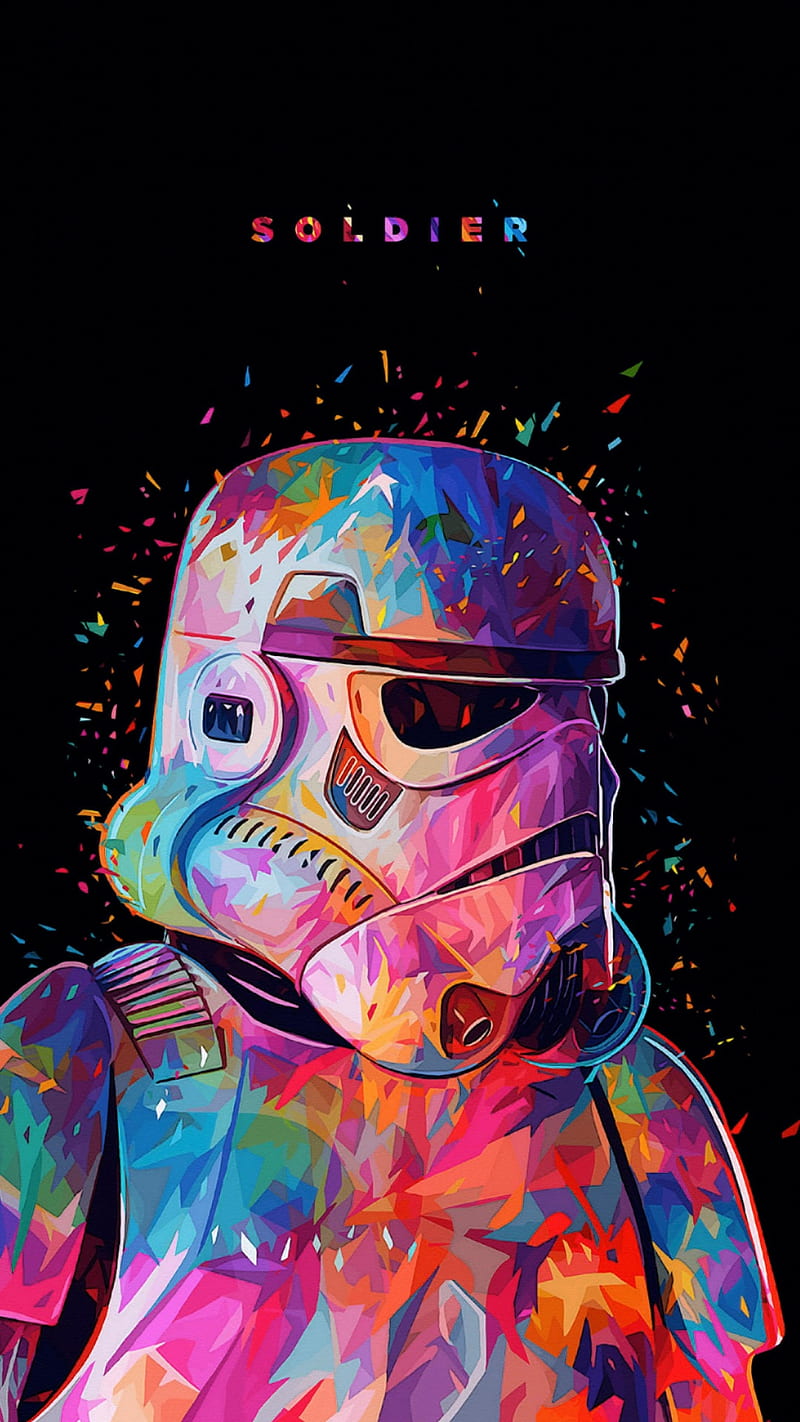 Stormtrooper, colorful, pink, space, star wars, HD phone wallpaper