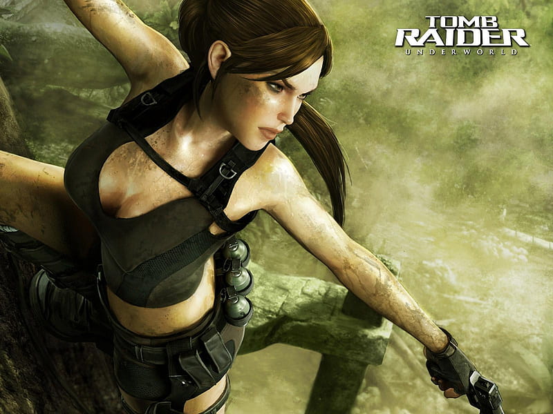 Tomb Raider, game, green, lara croft, HD wallpaper