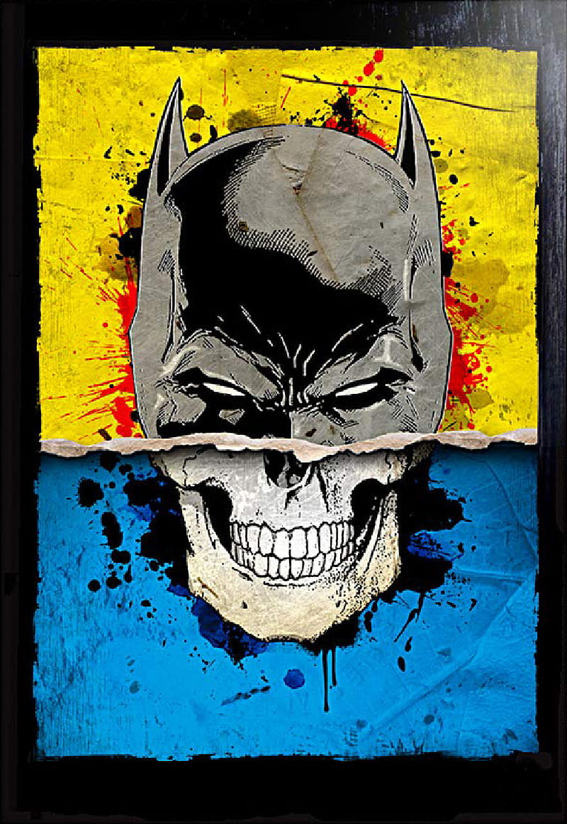 Batman, dc comics, heroes, paint, skull, HD phone wallpaper | Peakpx