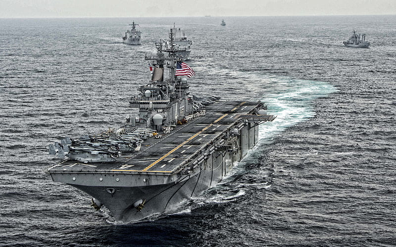 USS Boxer, L-4, amphibious assault ship, Wasp-class, American warship, US Navy, USA, HD wallpaper