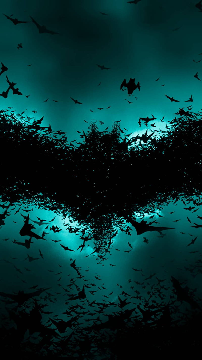 Batsymbol, batman, bats, bat, symbol, dark, blue, HD phone wallpaper