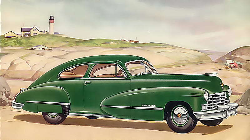 1946 Cadillac Lighthouse art, cadillac, carros, art, automobiles, vintage, HD wallpaper