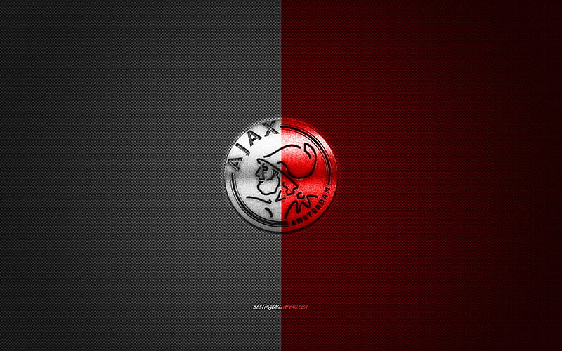 AFC Ajax, Dutch football club, Eredivisie, red-white logo, red-white fiber background, football, Amsterdam, Netherlands, AFC Ajax logo, HD wallpaper