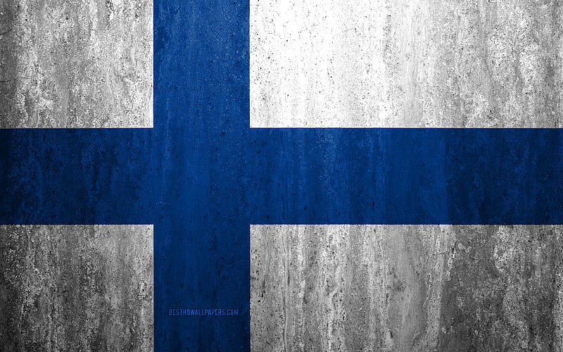 Flag of Finland stone background, grunge flag, Europe, Finland flag, grunge art, national symbols, Finland, stone texture, HD wallpaper