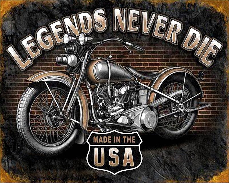 Legends Never Die, USA, davidson, america, motorbike, harley, vintage, HD wallpaper