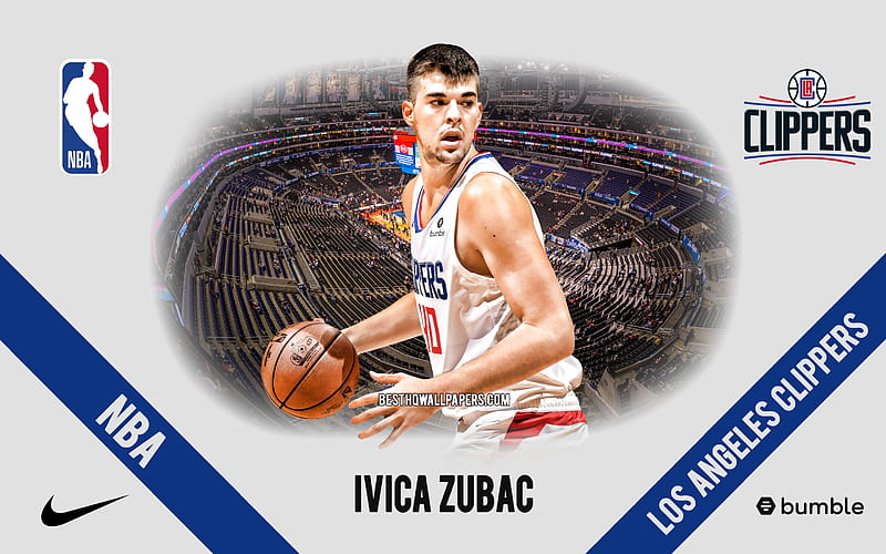 Ivica Zubac, Los Angeles Clippers, Croatian Basketball Player, NBA, portrait, USA, basketball, Staples Center, Los Angeles Clippers logo, HD wallpaper