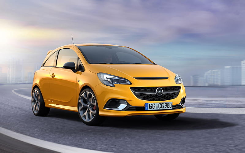 Opel Corsa GSi road, 2019 cars, Opel Corsa 3-Door, german cars, yellow Corsa, compact cars, Opel, HD wallpaper