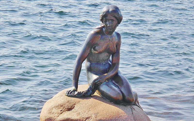 Little Mermaid, Denmark, Copenhagen, sculpture, HD wallpaper