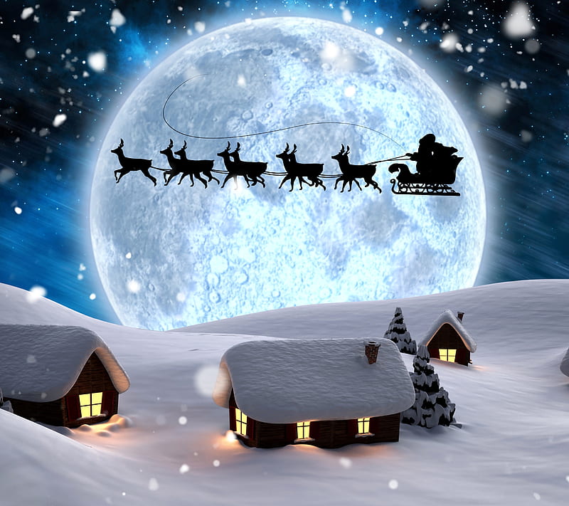 Santa Sleigh, christmas, claus, holiday, snow, winter, xmas, HD wallpaper