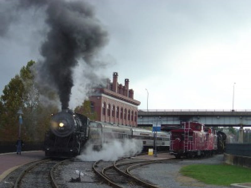 Steam Locomotive Engine Railroad Train, engineer, Steamer, switch yard, HD wallpaper