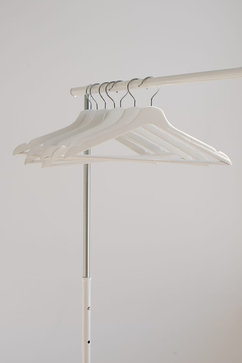 white clothes hangers hanging on rack, HD phone wallpaper