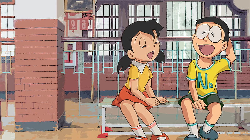 Nobita Nobi Shizuka Minamoto Are Sitting On Bench Doraemon, HD wallpaper |  Peakpx