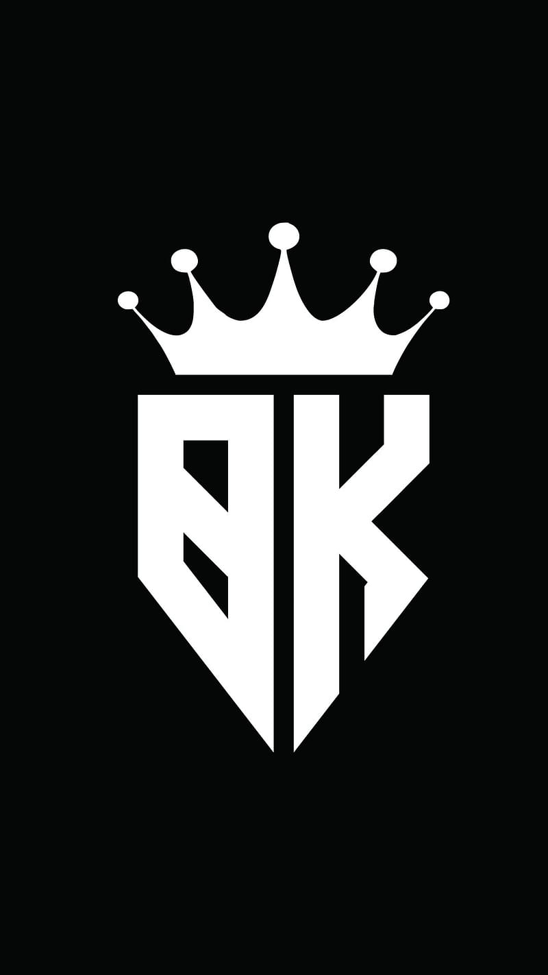 B K, White Crown, black background, logo, HD phone wallpaper