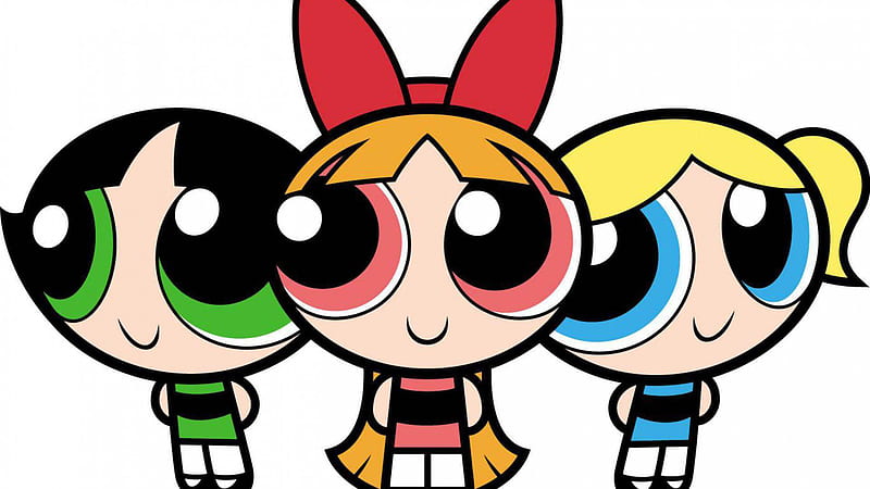 The Powerpuff Girls Blossom, Bubbles and Buttercup Closeup In A White Background Anime, HD wallpaper