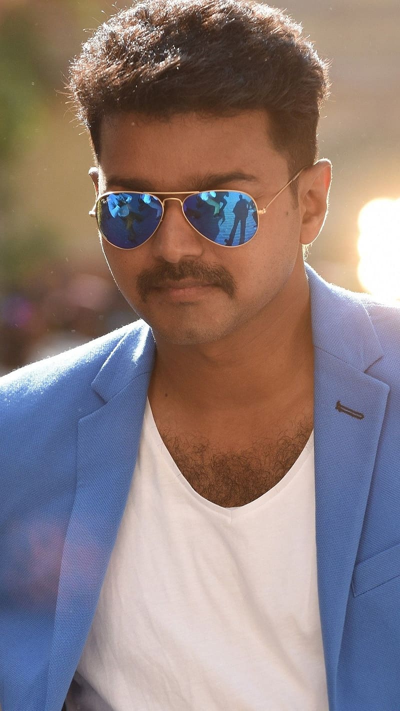 Vijay Live, Blue Blazer, actor, thalapathy, south indian, HD phone wallpaper