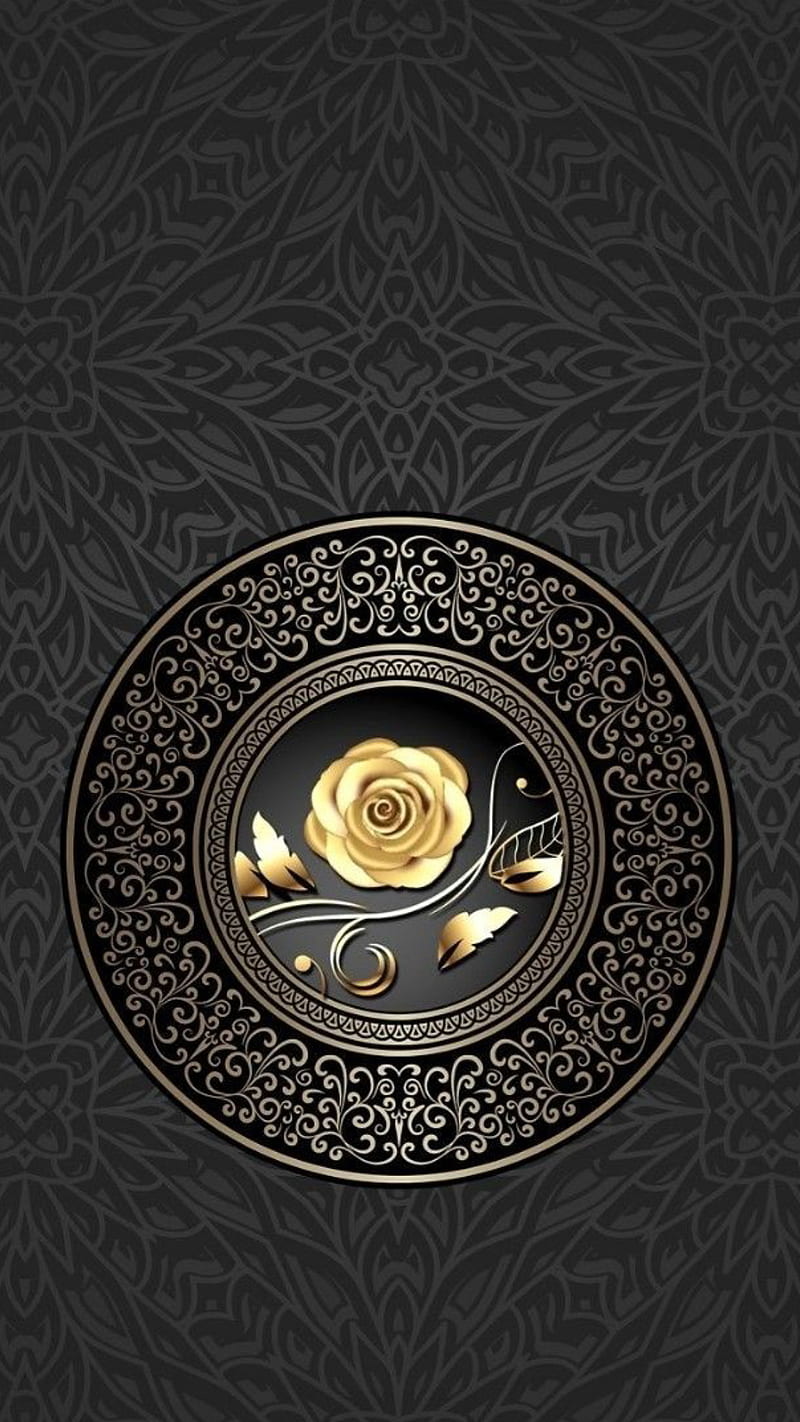 Golden rose, circle, love, pattern, round, HD phone wallpaper