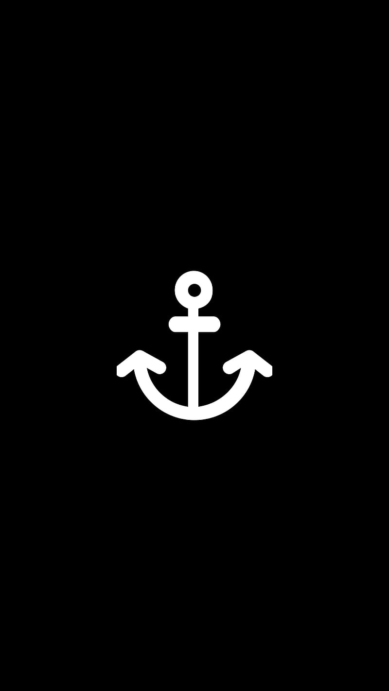 anchor, minimalism, bw, art, vector, HD phone wallpaper