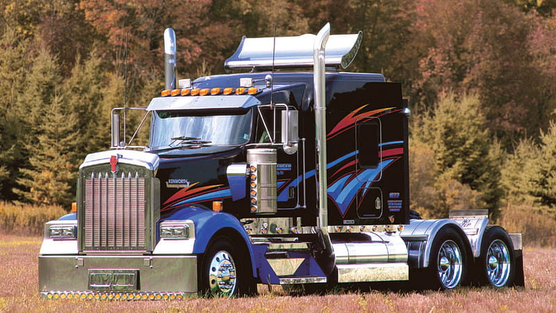 Kenworth W900L Custom, truck driver, kenworth, power, bonito, custom, w900, chrome, long haul, haul, w900l, truck, HD wallpaper