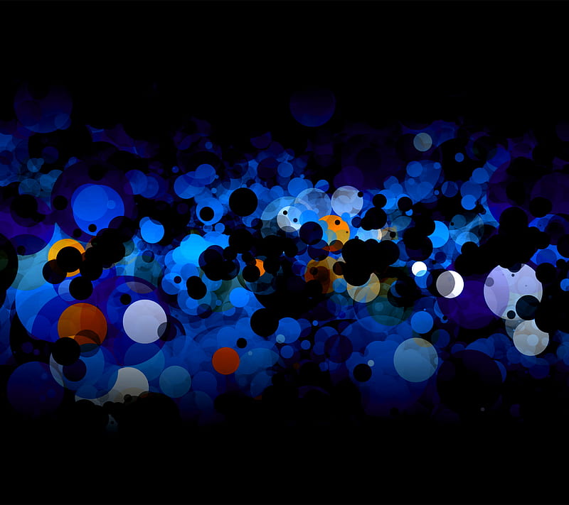 Blue Bokeh, abstract, black, orange, HD wallpaper