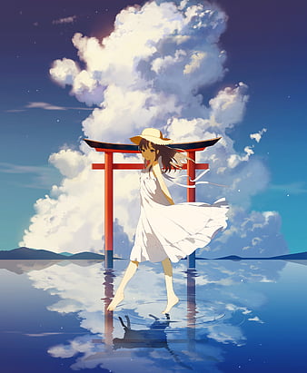 Anime fly sky light dress long hair original sun girl beauty wallpaper,  3200x1800, 815915, anime fly 