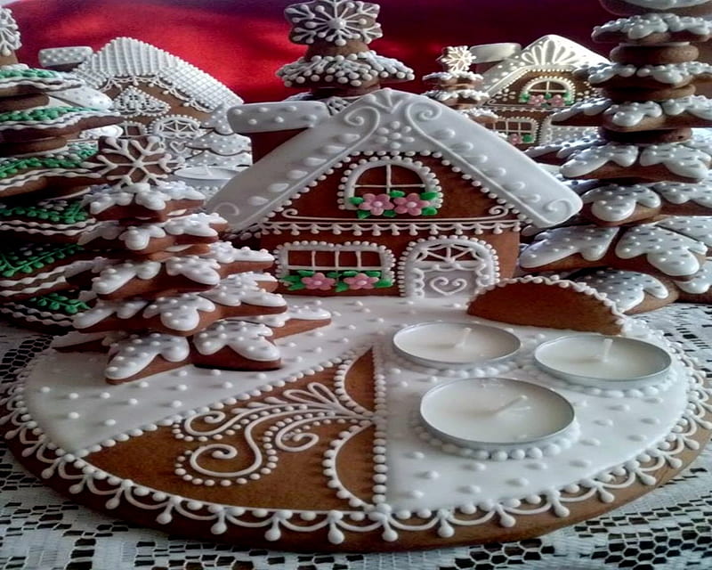 Gingerbread Christmas, Abstract, Christmas, Gingerbread, grahy, HD wallpaper