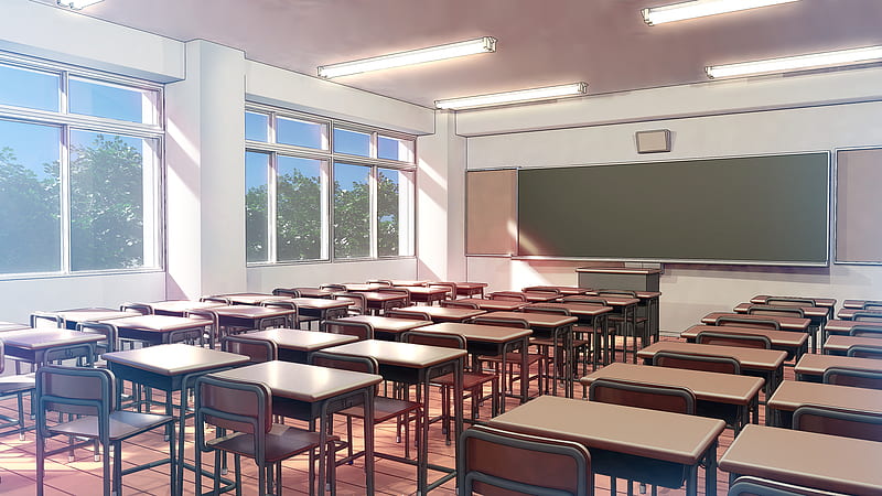 dismal-toad5: anime background high school classroom, night time