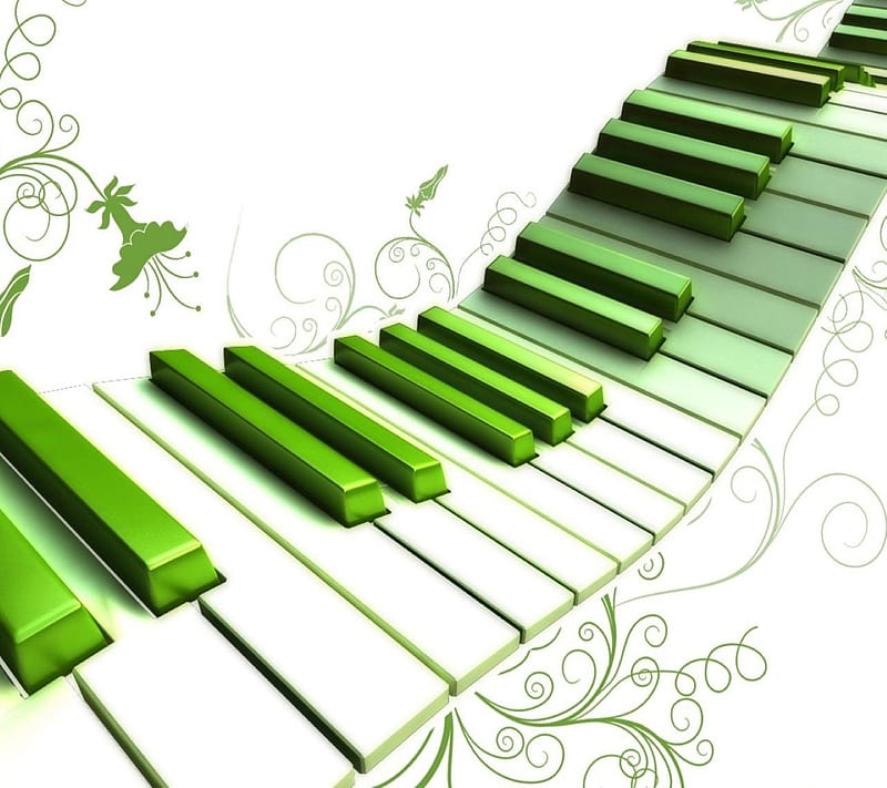 Green Piano, abstract, art, bonito, galaxy s3, samsung, white, HD wallpaper