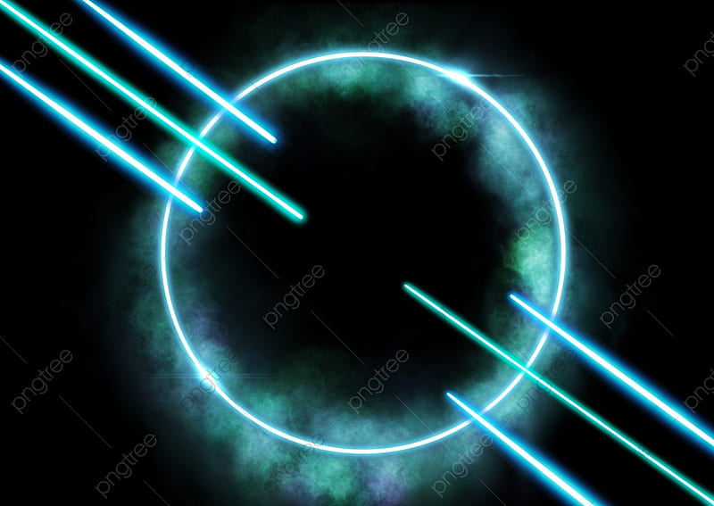 Blue Green Neon Circle And Line Fog Background, Blue Green Fluorescent Lights, Party, Aesthetic Neon Background for, Teal Neon, HD wallpaper