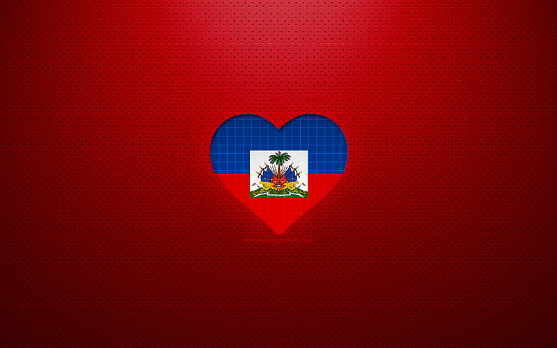 I Love Haiti North American countries, red dotted background, Haitian flag heart, Haiti, favorite countries, Love Haiti, Haitian flag, HD wallpaper