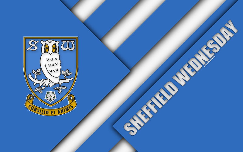 Sheffield Wednesday FC, logo blue white abstraction, material design, English football club, Sheffield, England, UK, football, EFL Championship, HD wallpaper
