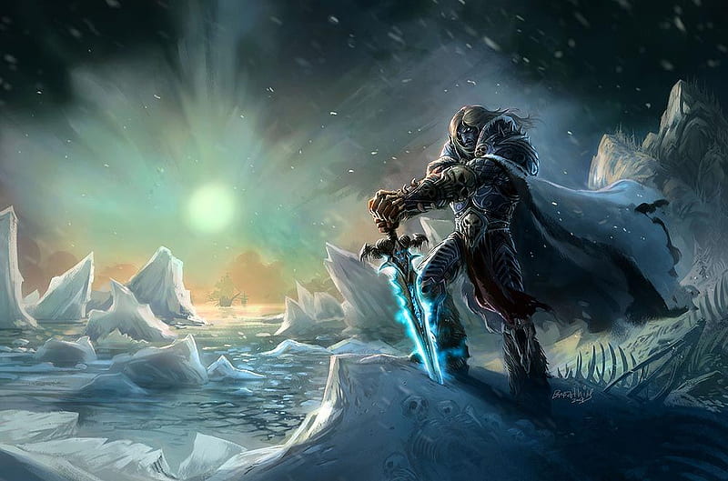 King of Death, king, art, death, action, lich king, cg, world of warcraft, video game, game, jian guo, adventure, fantasy, warrior, wow, world of warcraft- wrath of the lich king, sword, HD wallpaper