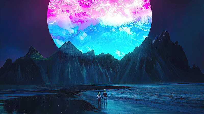 Purple Supernova, artist, artwork, digital-art, HD wallpaper