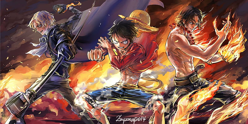 Anime, Flame, Portgas D Ace, One Piece, Monkey D Luffy, Sabo (One Piece), HD wallpaper